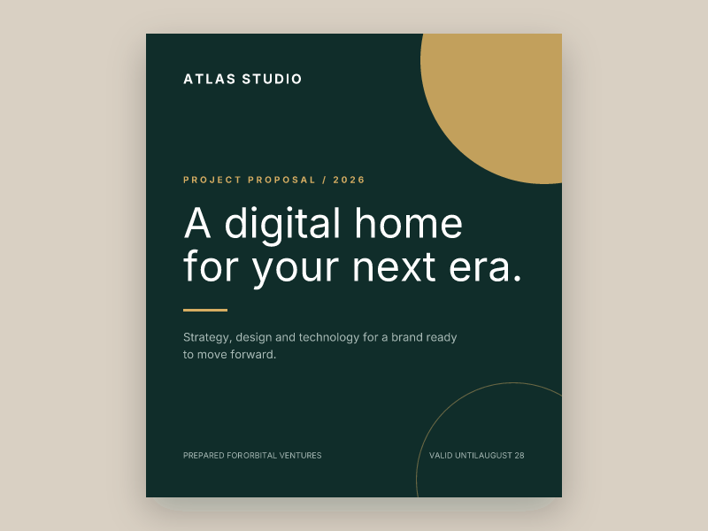 Branded project proposal PDF generated with StarkRender