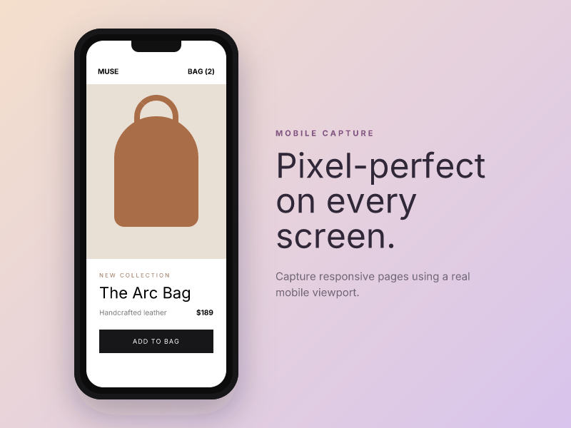 Mobile ecommerce page screenshot generated with StarkRender